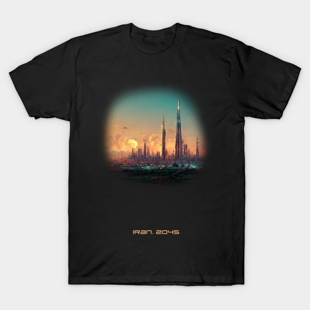 Futuristic Iran 2045 Artwork T-Shirt by maxdax